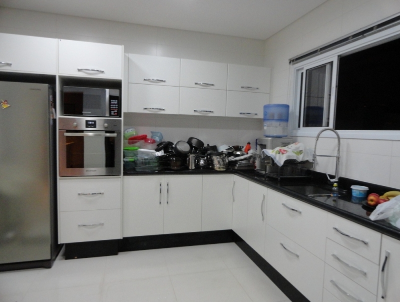 Cozinha Planejada Branca Jardim Guarujá - Cozinha Planejada Apartamento